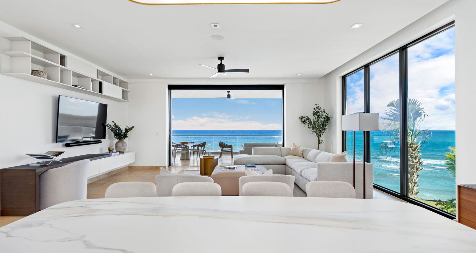 west point ritz-carlton reserve residence modern living room with ocean view