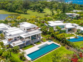 aerial of a beach front estate at dorado beach showing pool